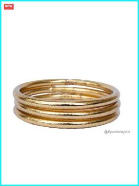Thai Buddha Bangle Bracelet Set Gold Plated Stackable Waterproof